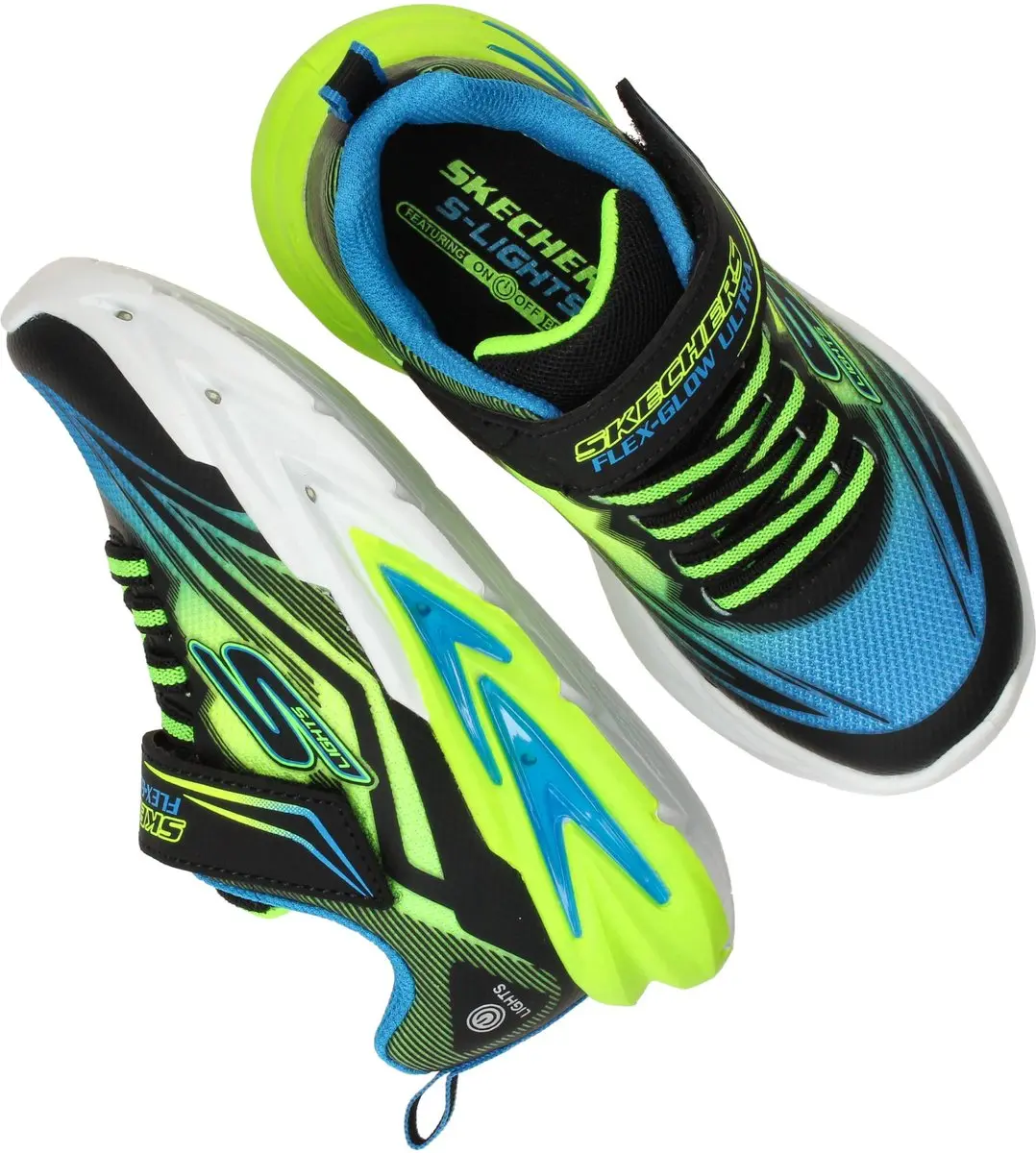 Skechers FLEX-GLOW ULTRA Jongens Sneakers 31 - Zwart - afbeelding 4 van 6