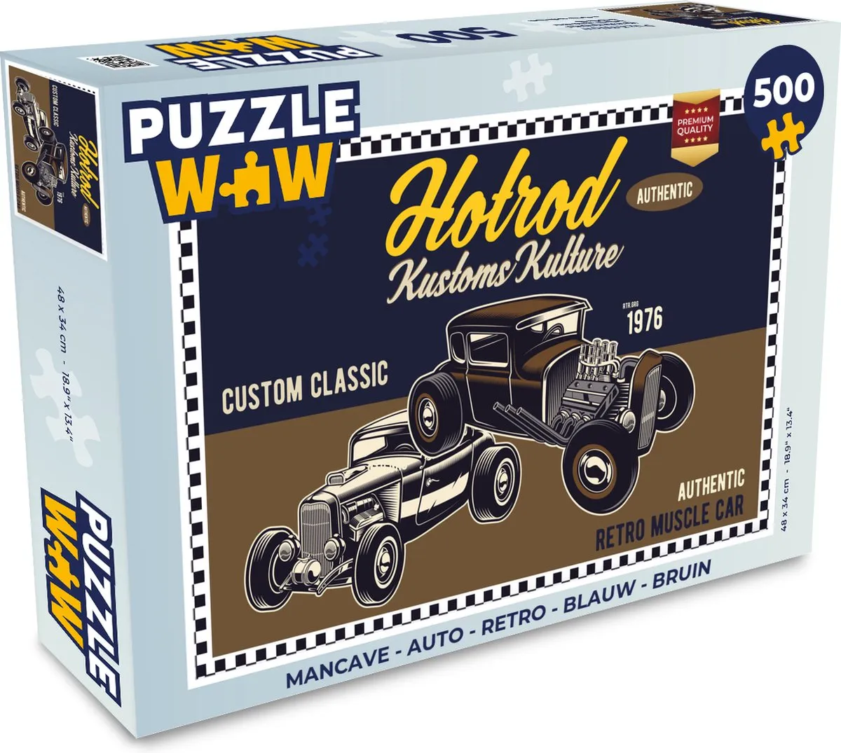PuzzleWow Mancave Auto Retro Legpuzzel 500 Stuks - Multicolor
