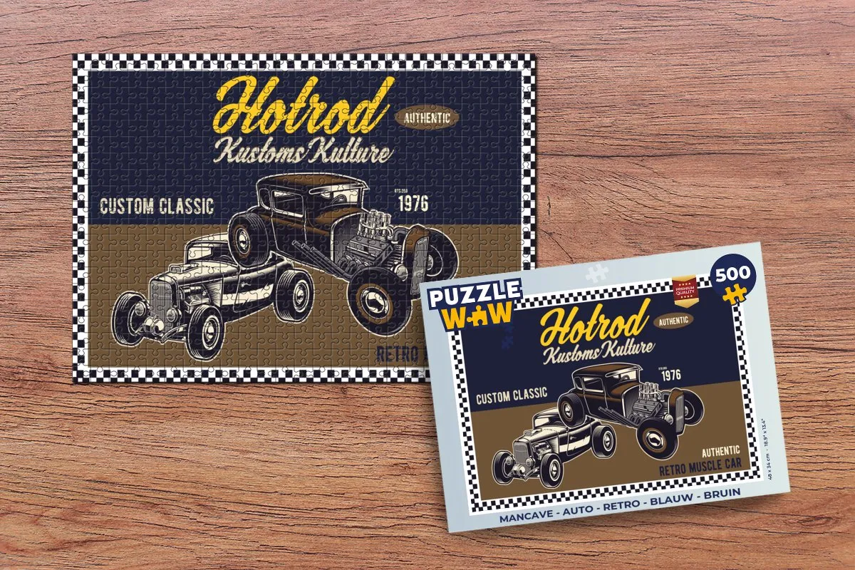 PuzzleWow Mancave Auto Retro Legpuzzel 500 Stuks - Multicolor