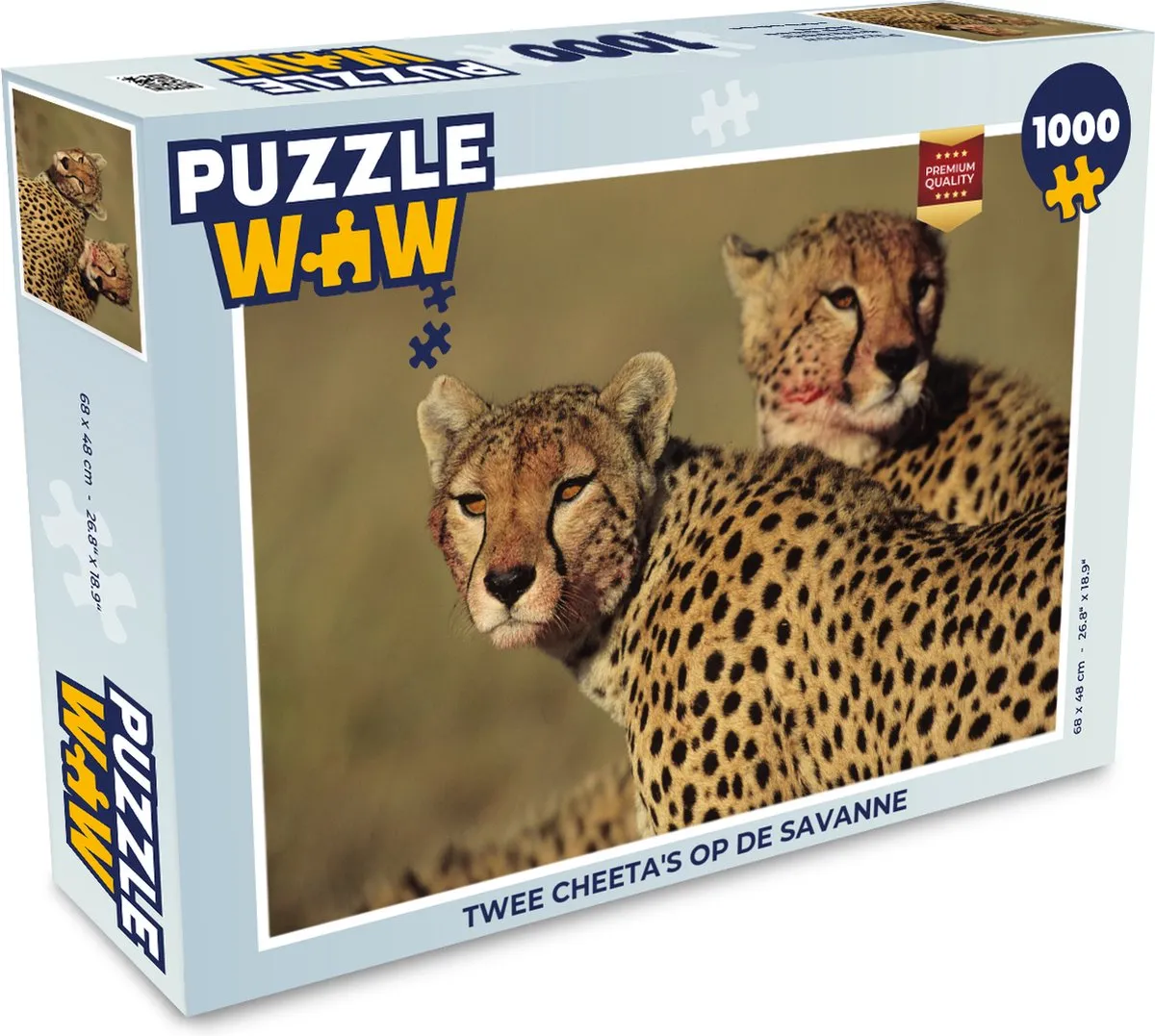 PuzzleWow Legpuzzel Twee cheeta's op de savanne 1000 Stuks