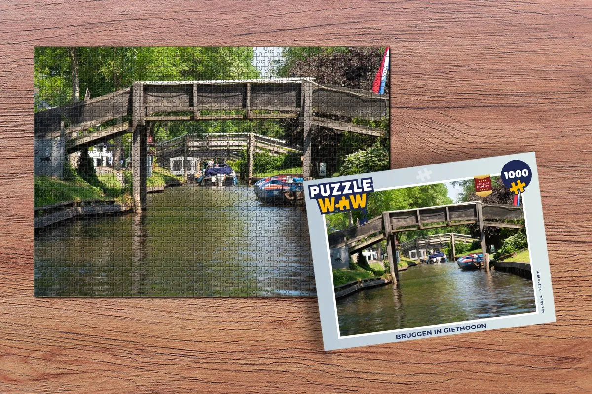 PuzzleWow Brug Water Giethorn Legpuzzel 1000 Stuks - Multicolor