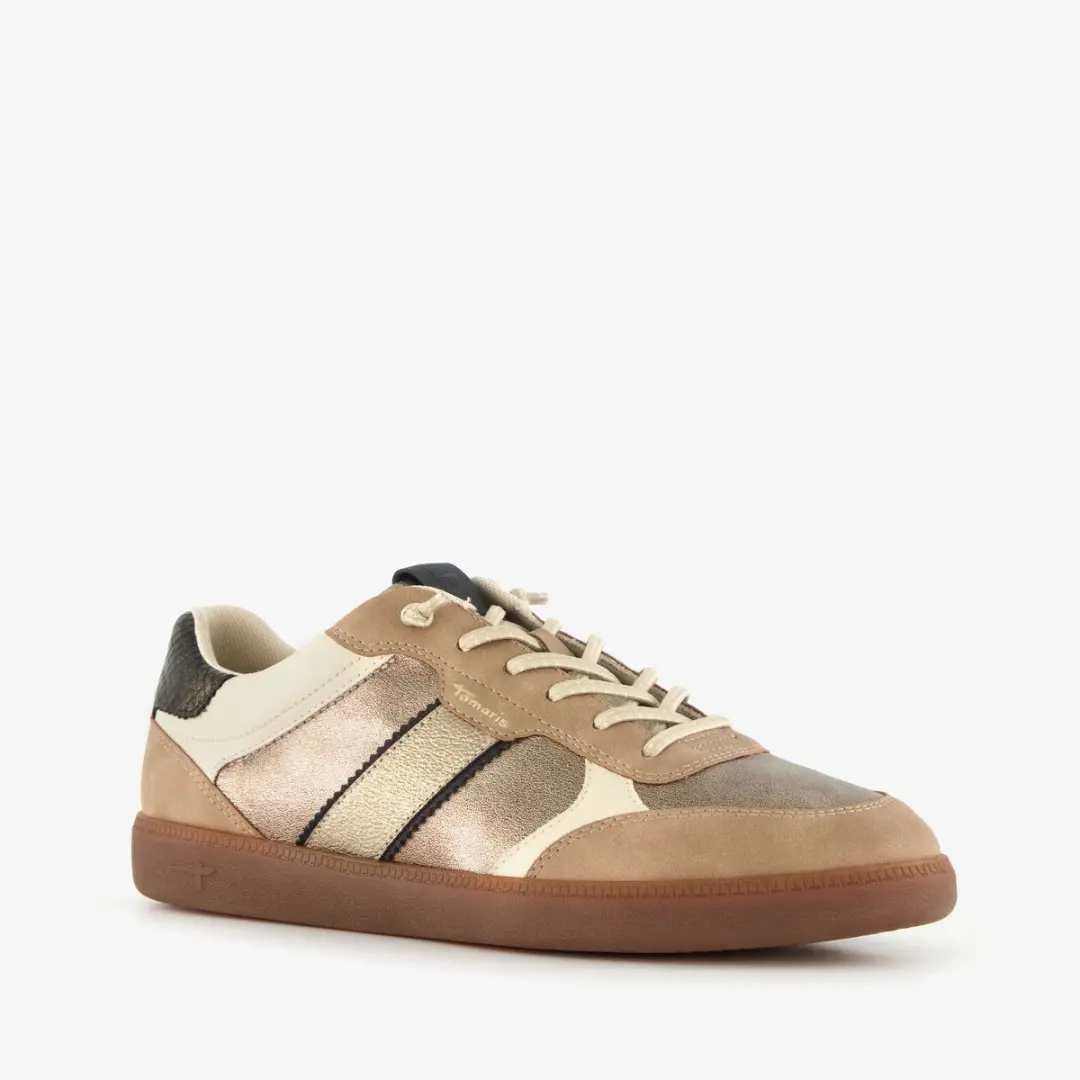 Tamaris dames sneakers beige goud