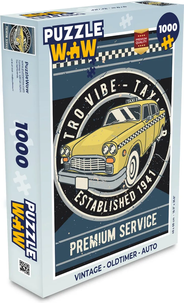 PuzzleWow Vintage Oldtimer Legpuzzel 1000 Stuks - Multicolor