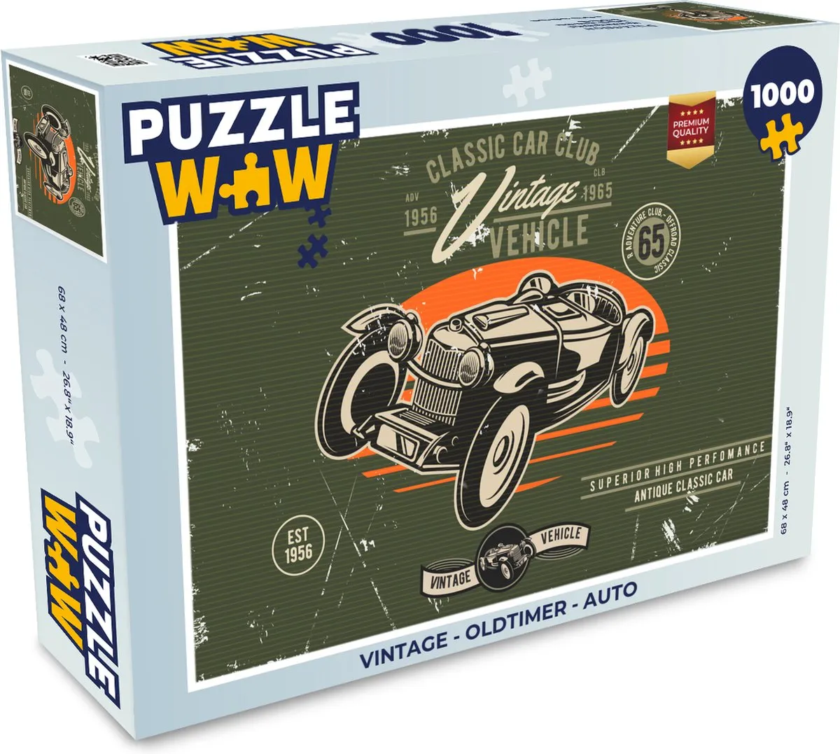 PuzzleWow Vintage Oldtimer Legpuzzel 1000 Stuks - Multicolor