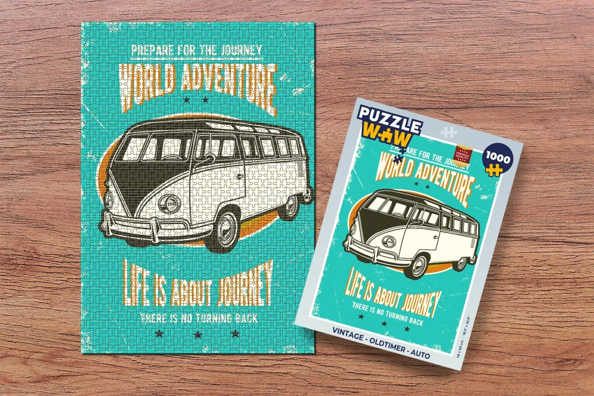 PuzzleWow Vintage Oldtimer Legpuzzel 1000 Stuks - Multicolor