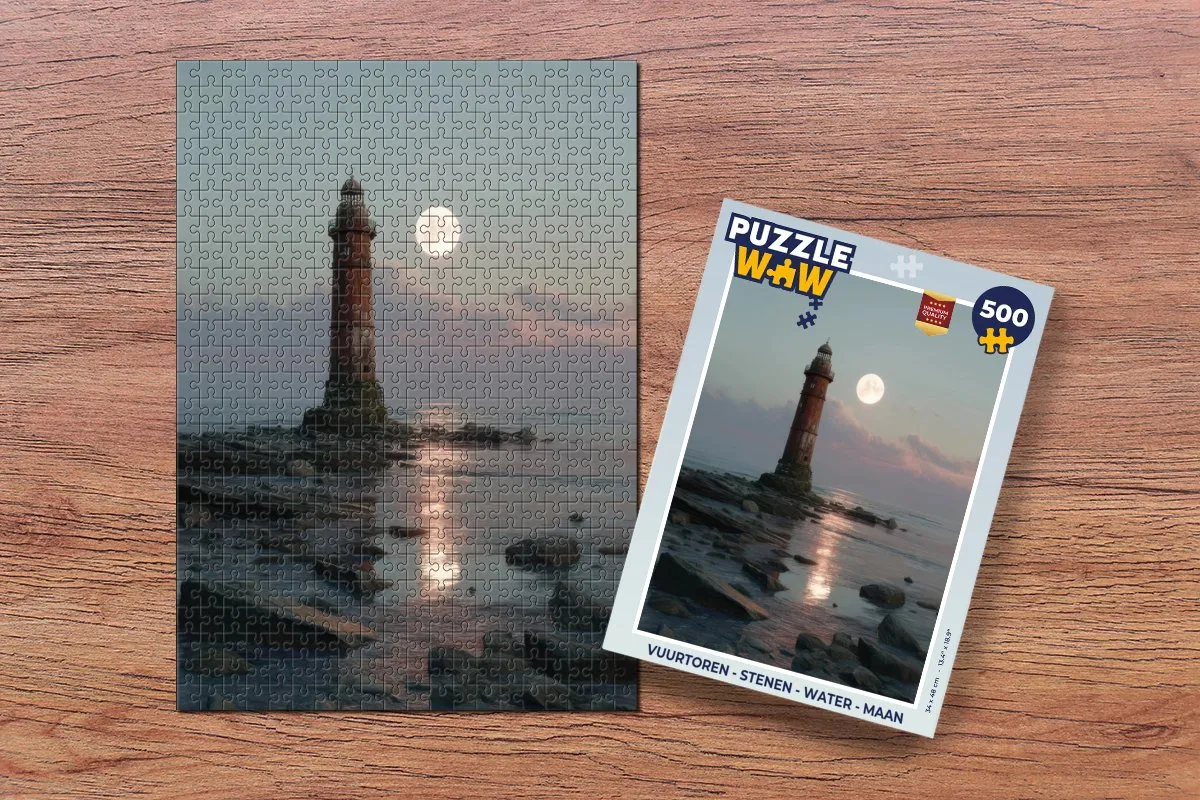 PuzzleWow Vuurtoren Maan Legpuzzel 500 Stuks