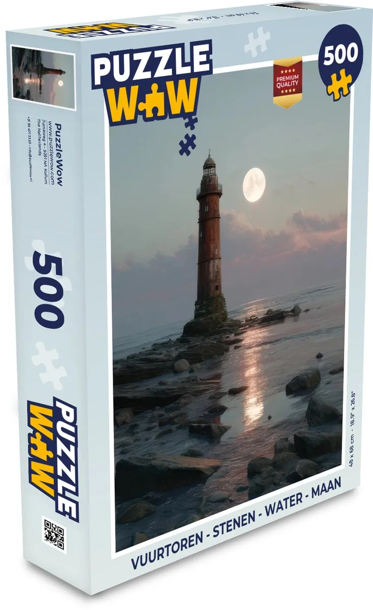 PuzzleWow Vuurtoren Maan Legpuzzel 500 Stuks