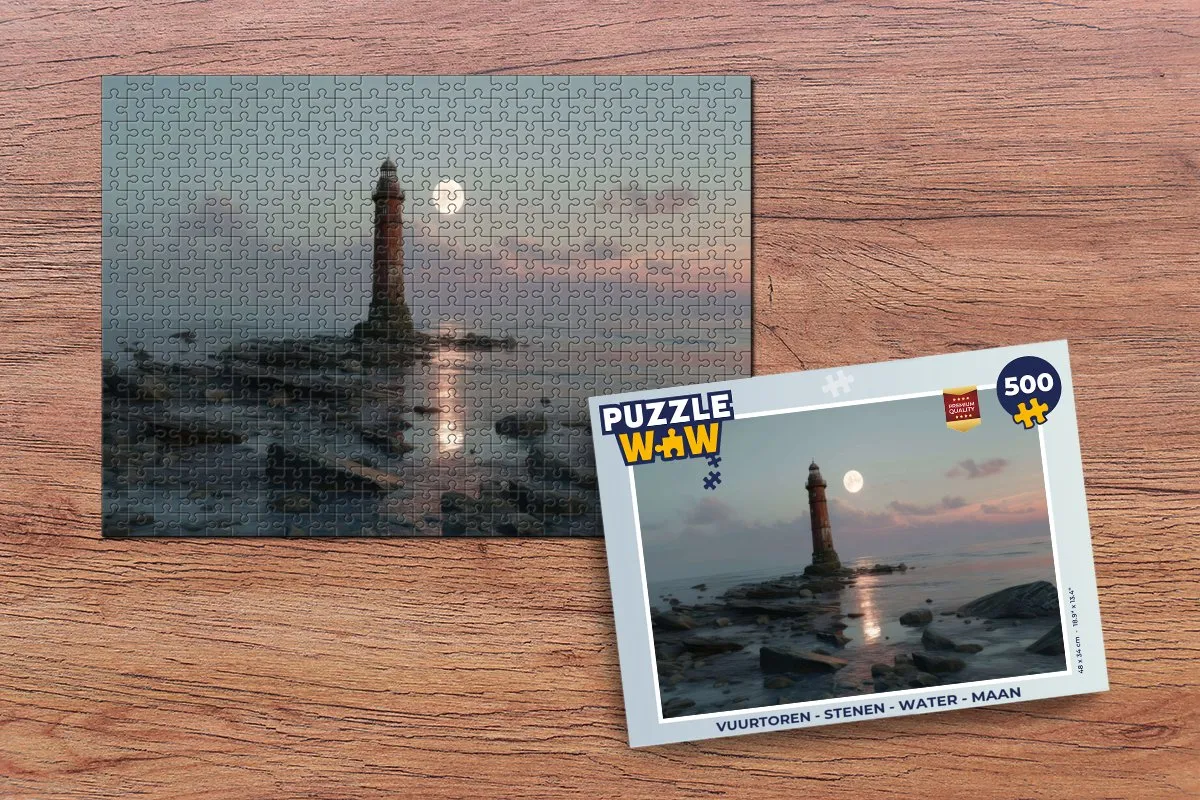 PuzzleWow Vuurtoren Maan Legpuzzel 500 Stuks