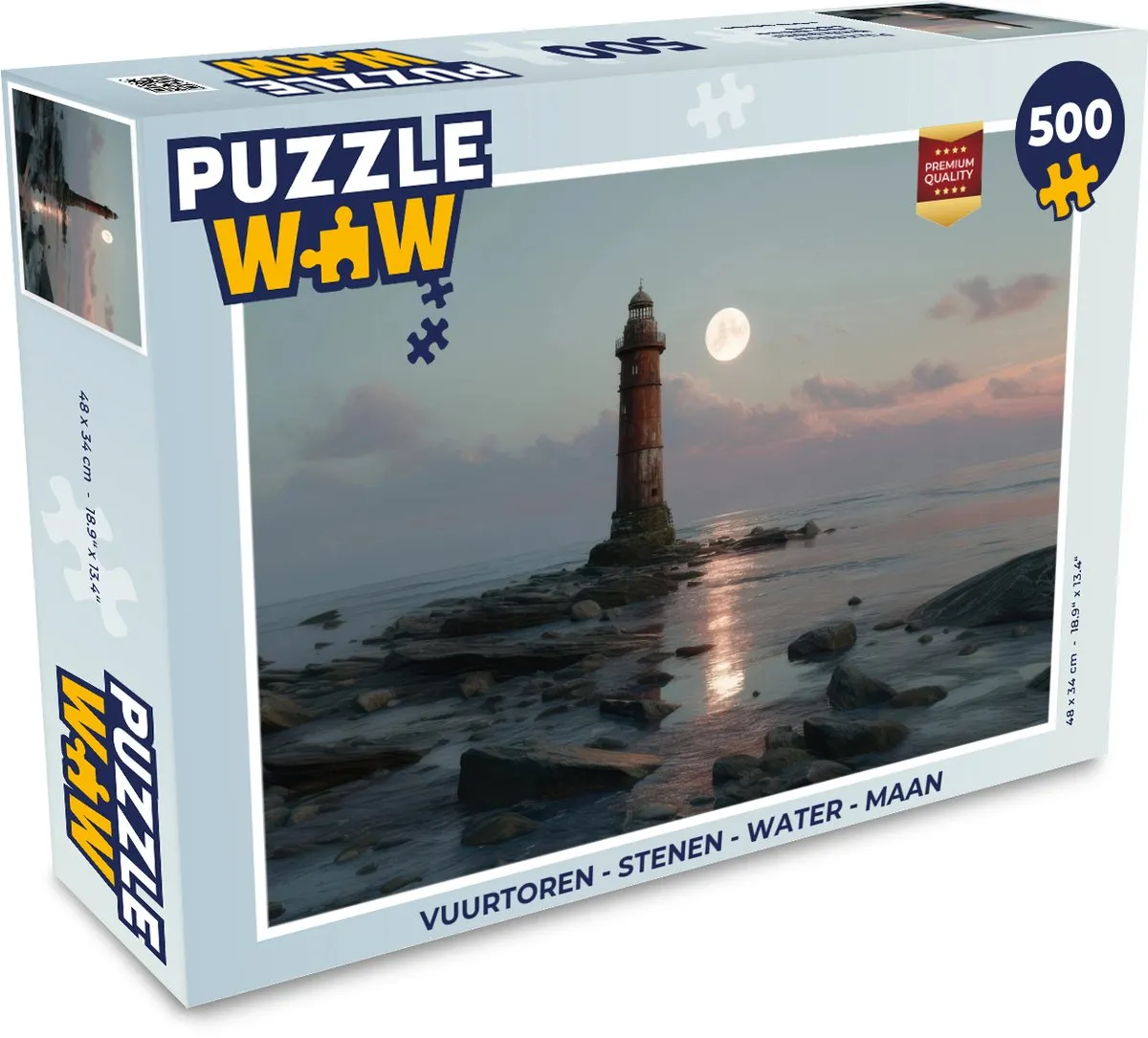 PuzzleWow Vuurtoren Maan Legpuzzel 500 Stuks