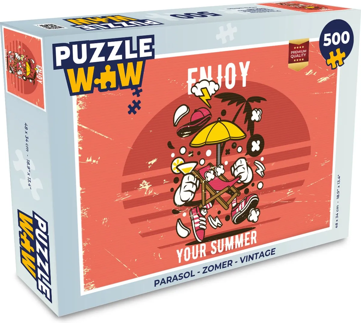 PuzzleWow Vintage Parasol Legpuzzel 500 Stuks - Multicolor