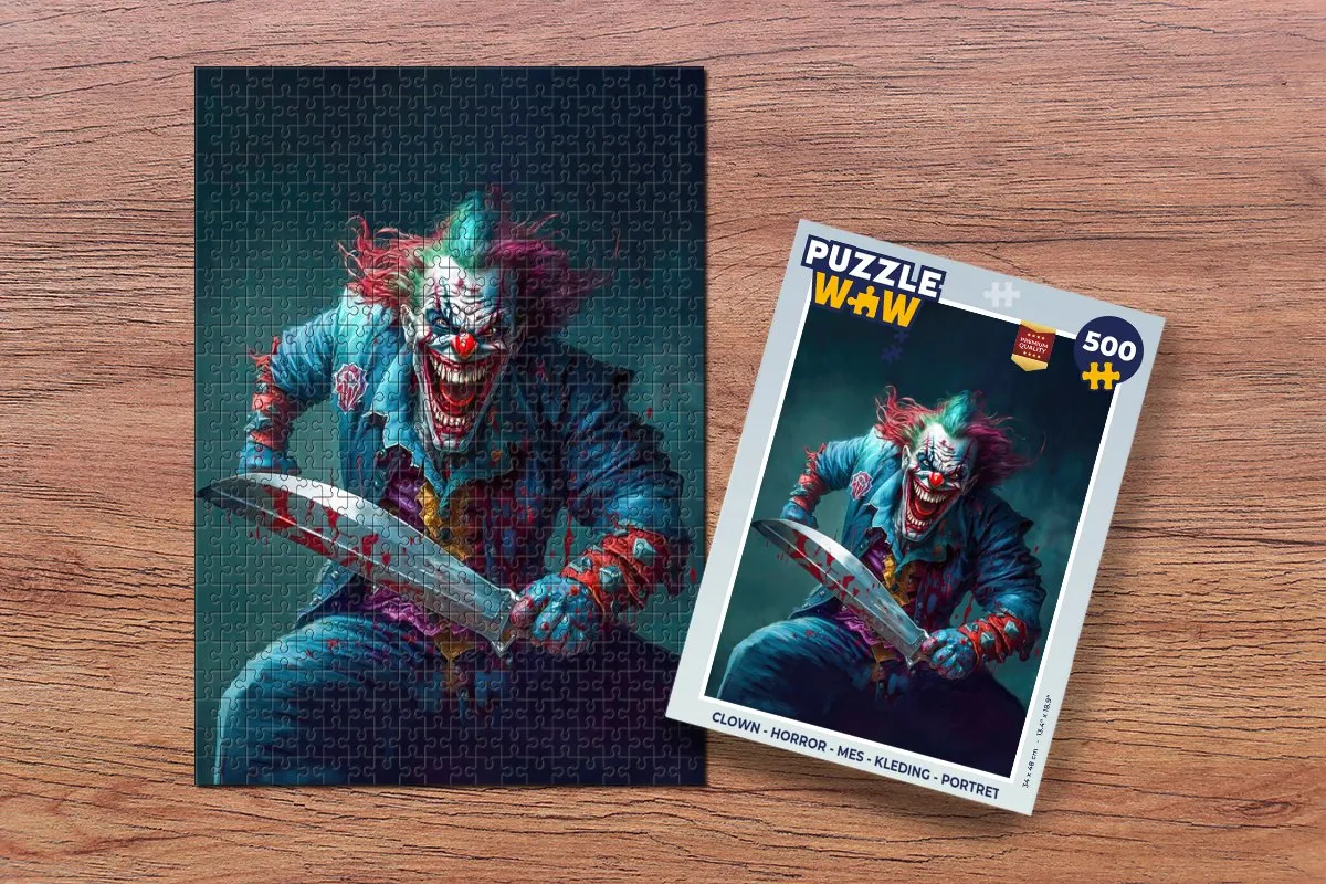 PuzzleWow Horror Clown Legpuzzel 500 Stuks - Multicolor