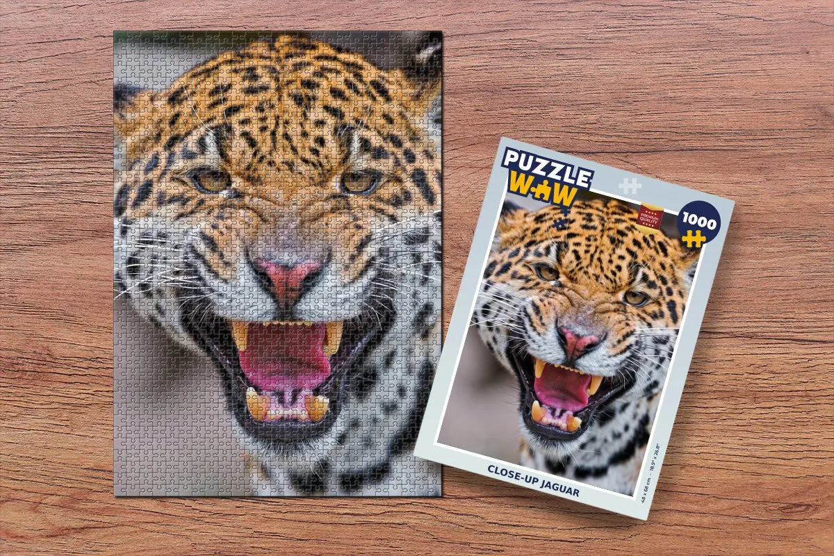 PuzzleWow Jaguar Macro Legpuzzel 1000 Stuks - Multicolor