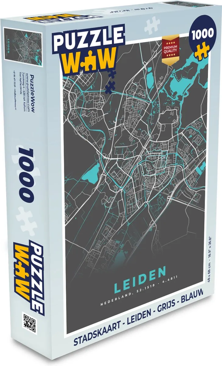 PuzzleWow Leiden Stadskaart Puzzel 1000 Stuks