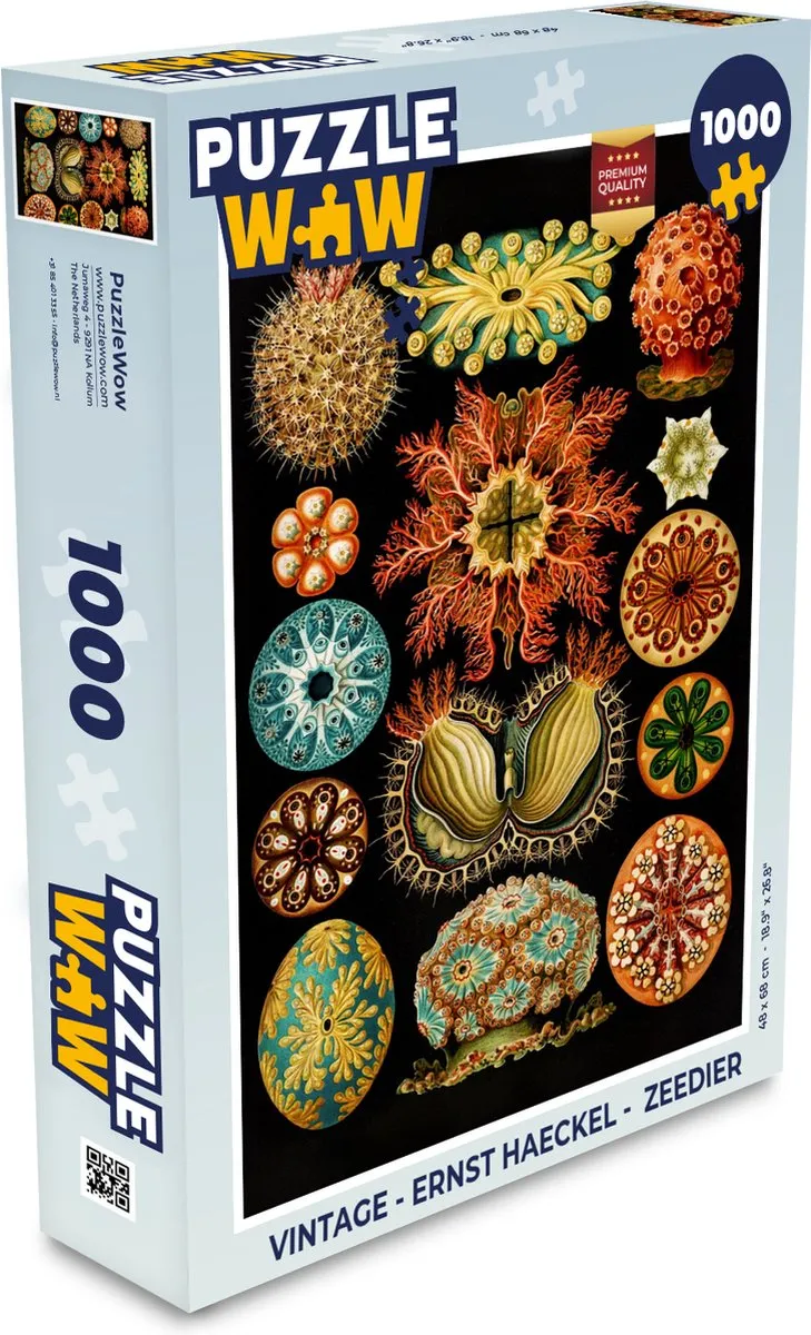 PuzzleWow Vintage Zeedieren Legpuzzel 1000 Stuks - Ernst Haeckel - Multicolor