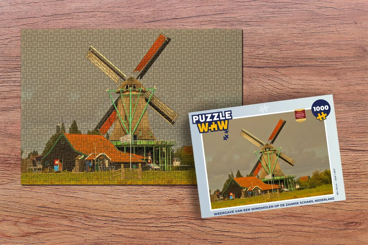 PuzzleWow Legpuzzel Zaanse Schans Windmolen 1000 Stuks - Multicolor