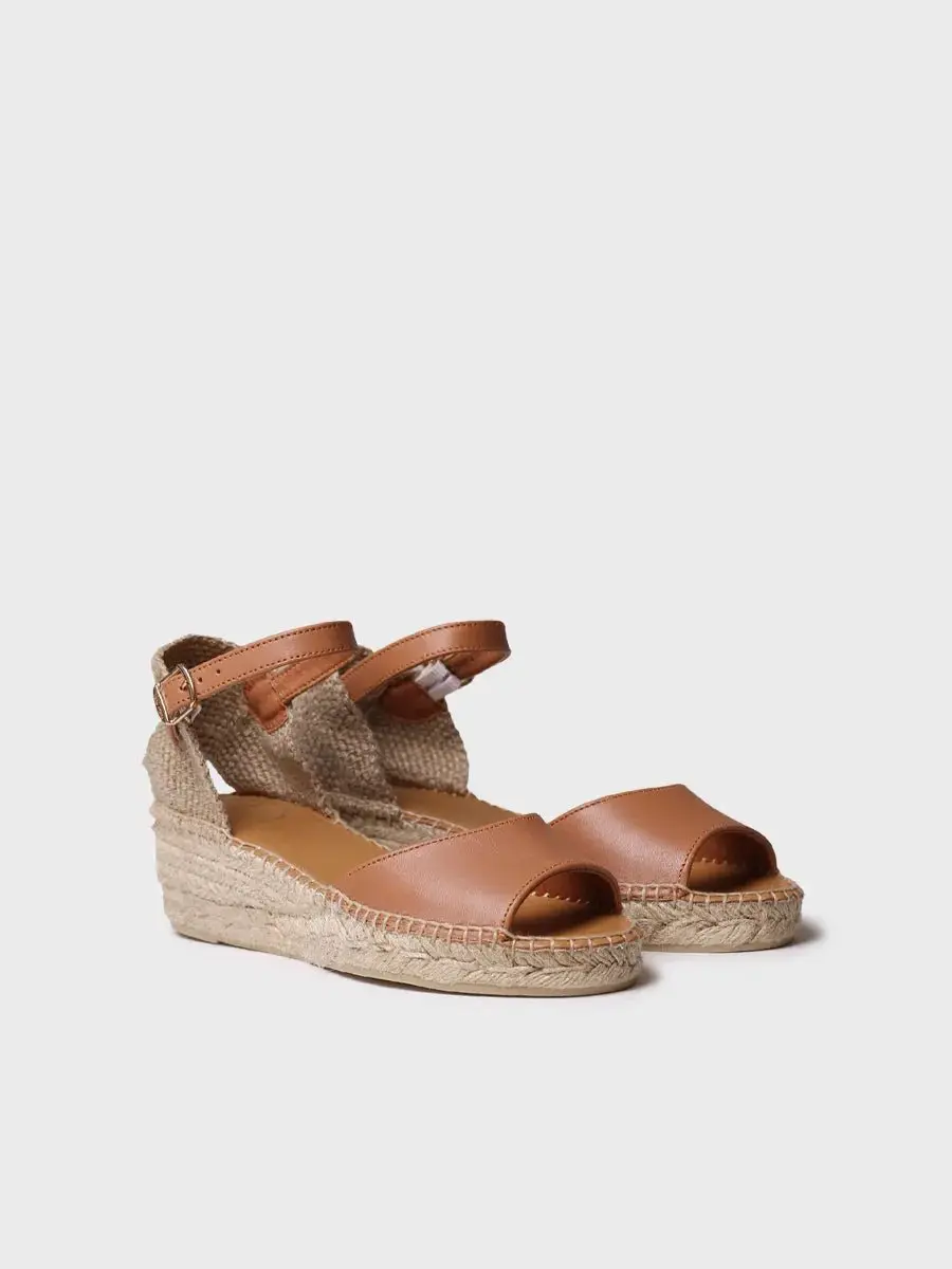 Open espadrille voor dames met lage sleehak