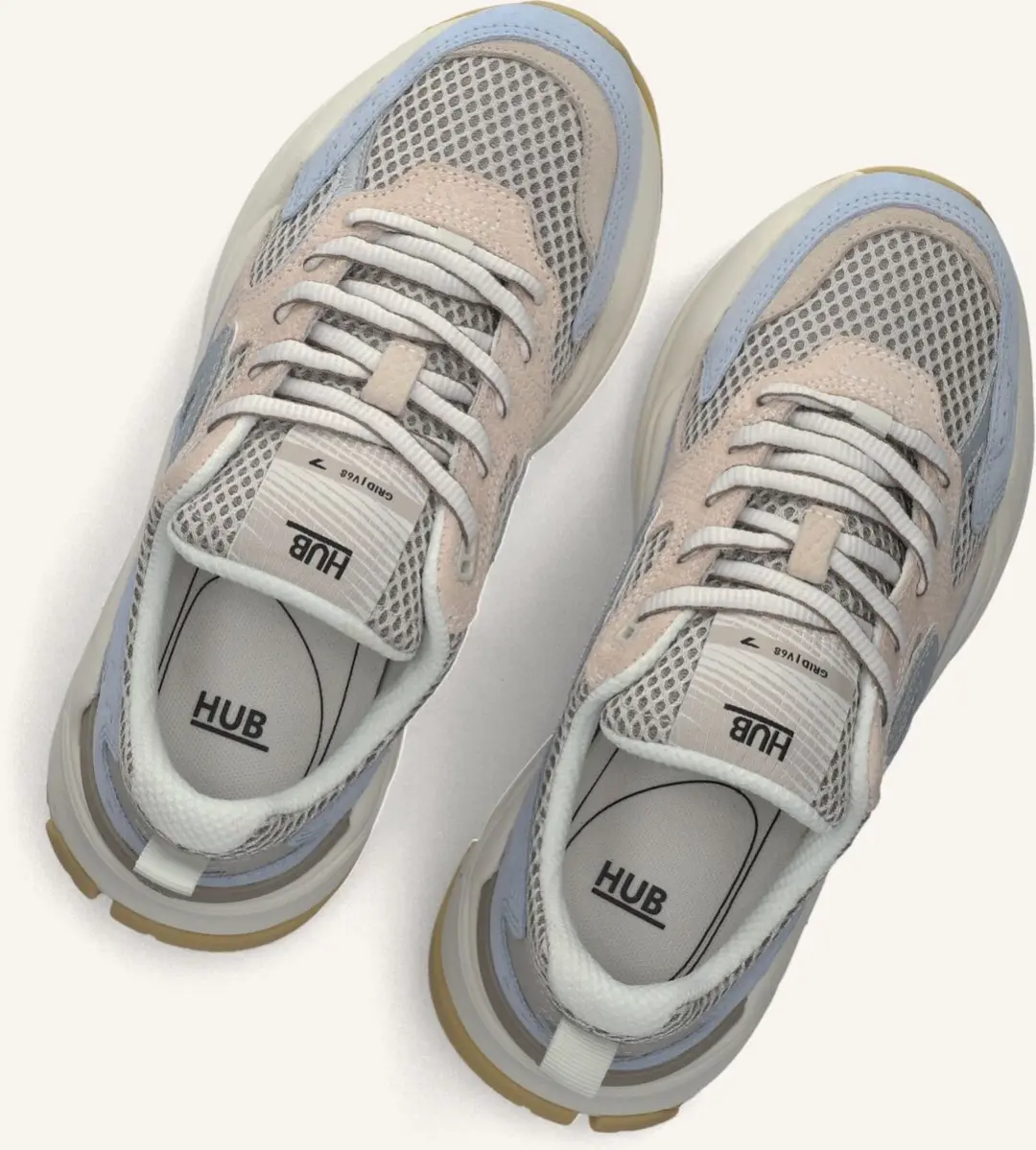 HUB Grid-w Sneakers - Dames - Beige - Maat 43 - afbeelding 5 van 6
