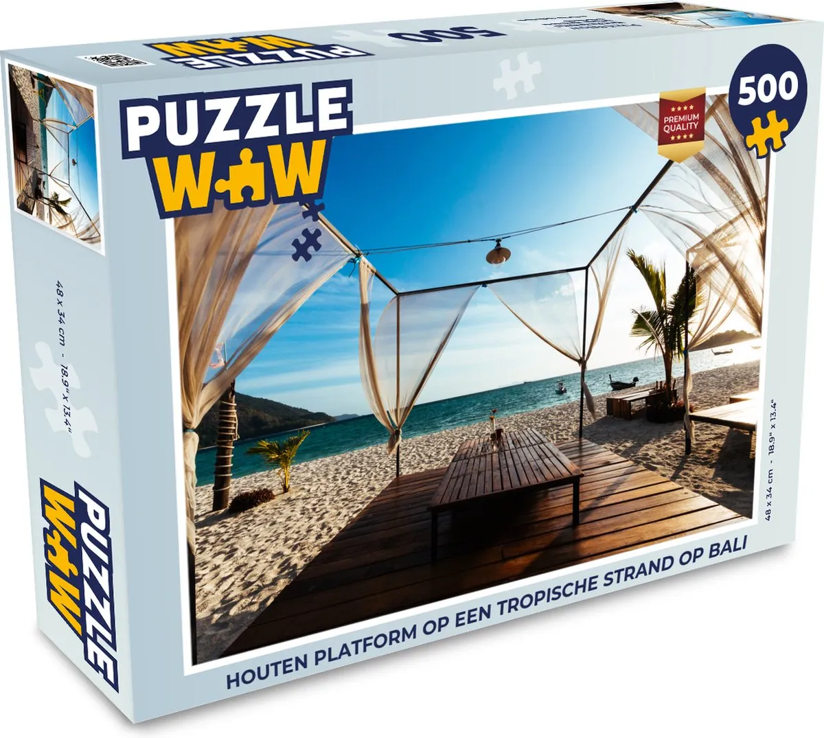 PuzzleWow Legpuzzel 500 Stuks - Tropisch Strand Bali - Multicolor
