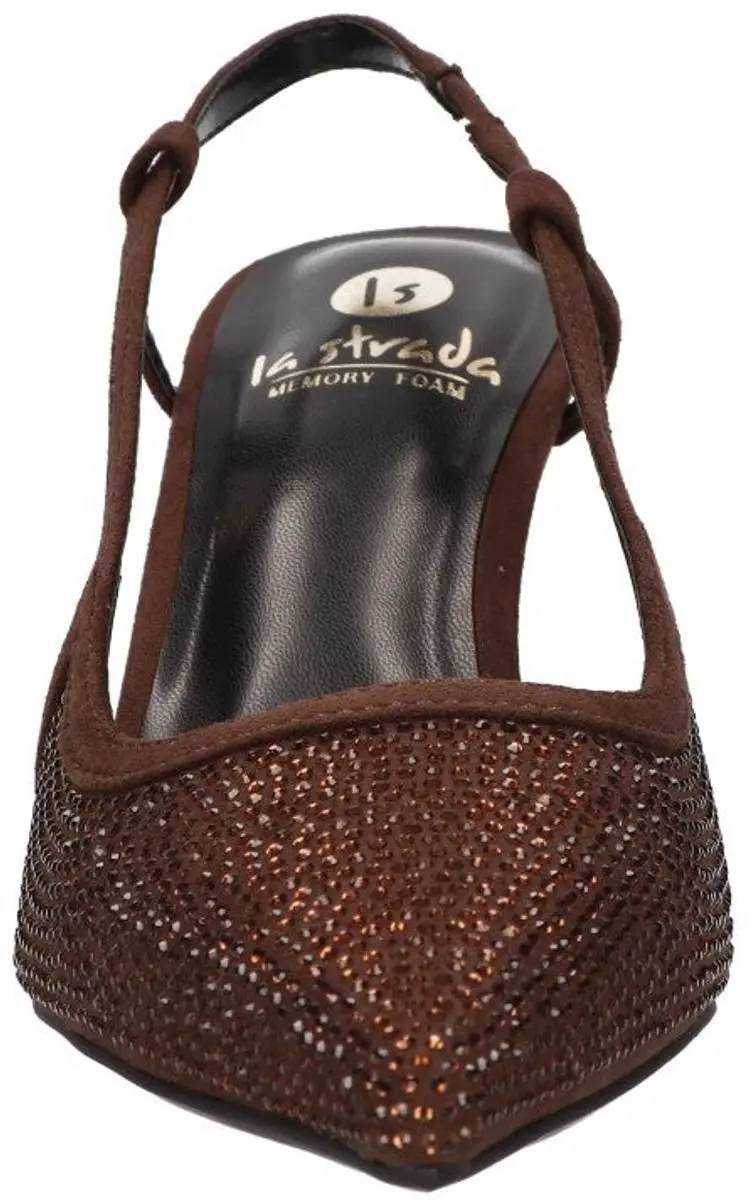 La Strada Slingback Pump Bruin Met Steentjes