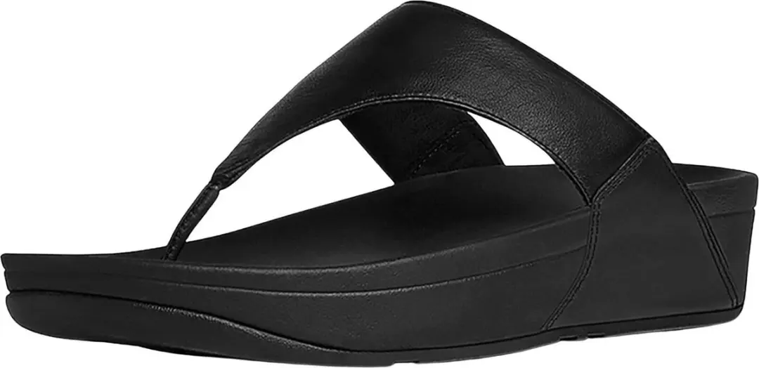 FitFlop Lulu Leather Toepost Dames Slippers - 41 - Zwart - afbeelding 3 van 6