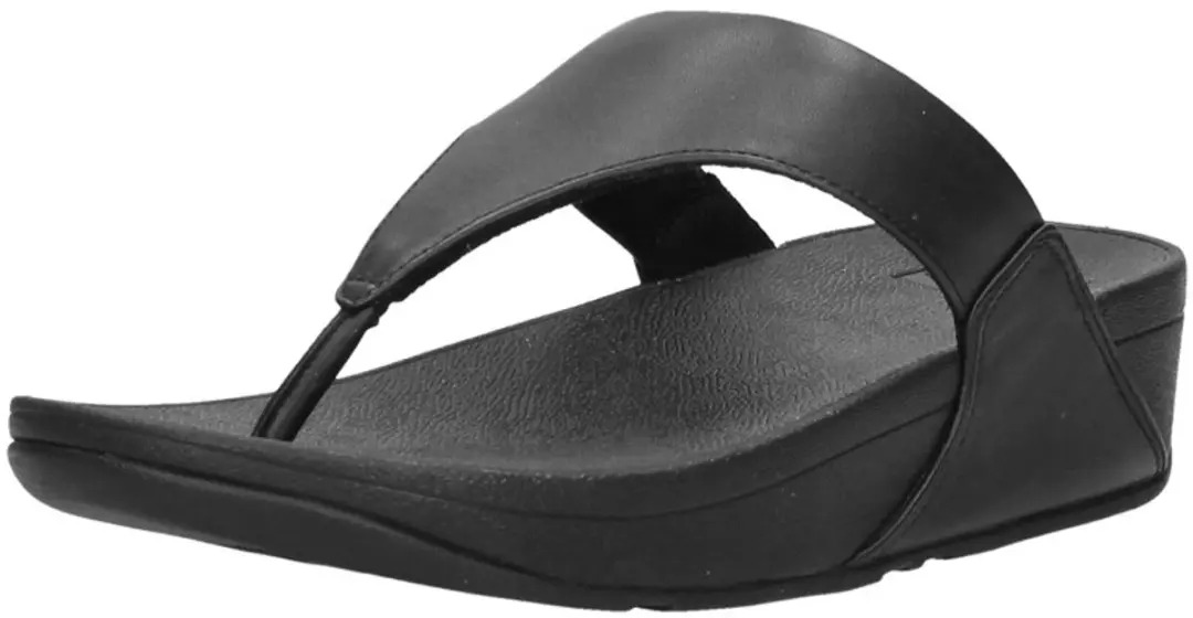 FitFlop Lulu Leather Toepost Dames Slippers - 41 - Zwart - afbeelding 5 van 6