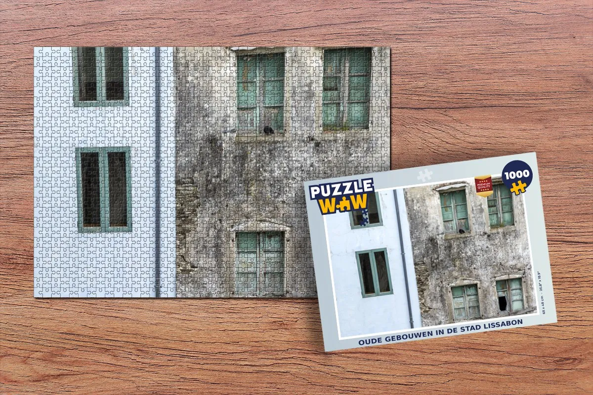 PuzzleWow Oude Gebouwen Lissabon Legpuzzel 1000 Stuks - Multicolor
