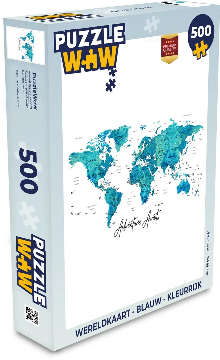 PuzzleWow Wereldkaart Legpuzzel 500 Stuks