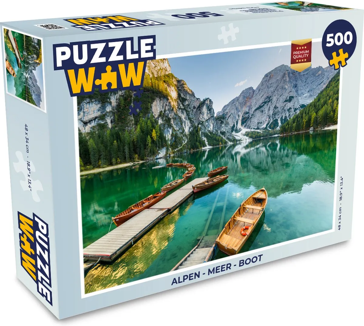 PuzzleWow Alpen Meer Boot Legpuzzel 500 Stuks