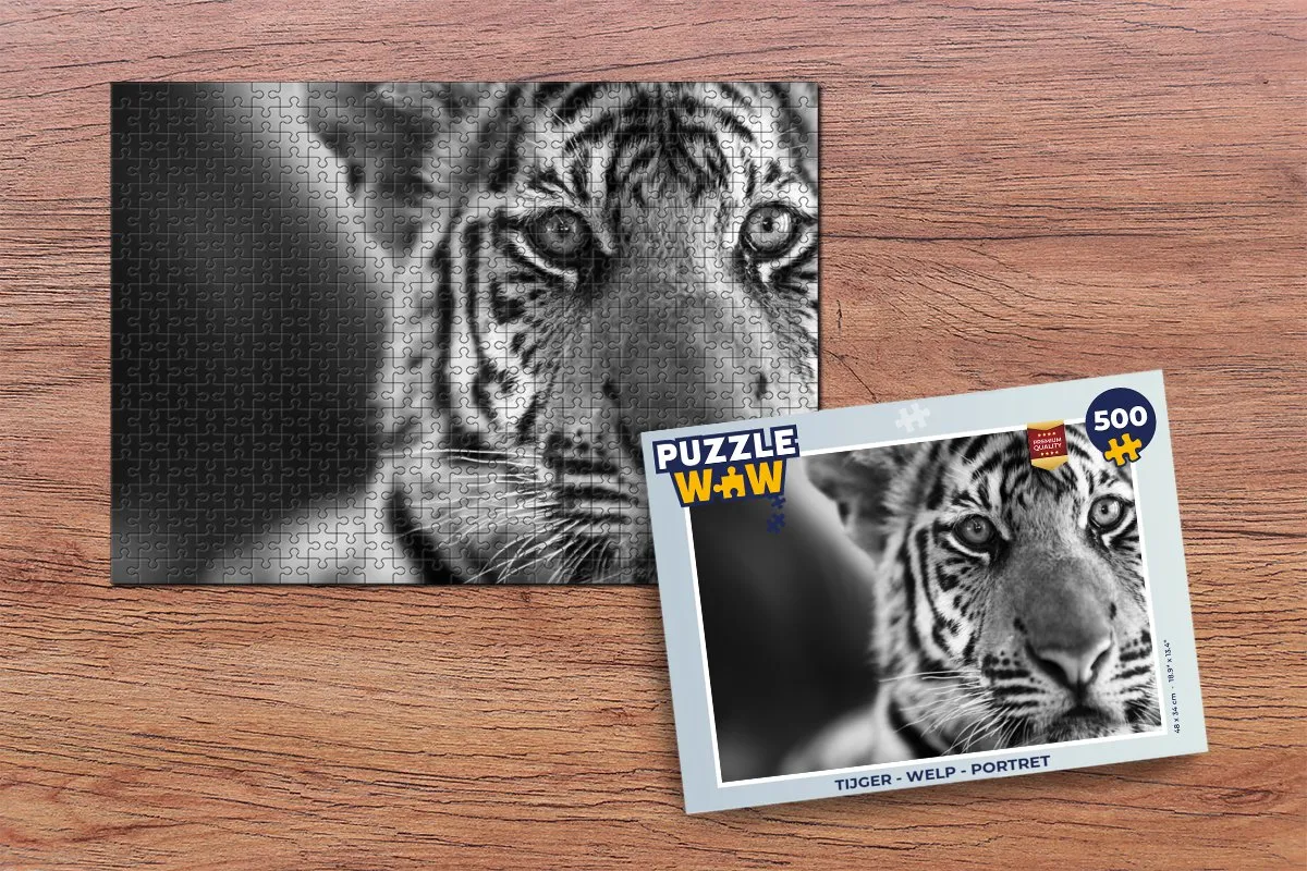 PuzzleWow Tijger Welp Legpuzzel 500 Stuks - Multicolor