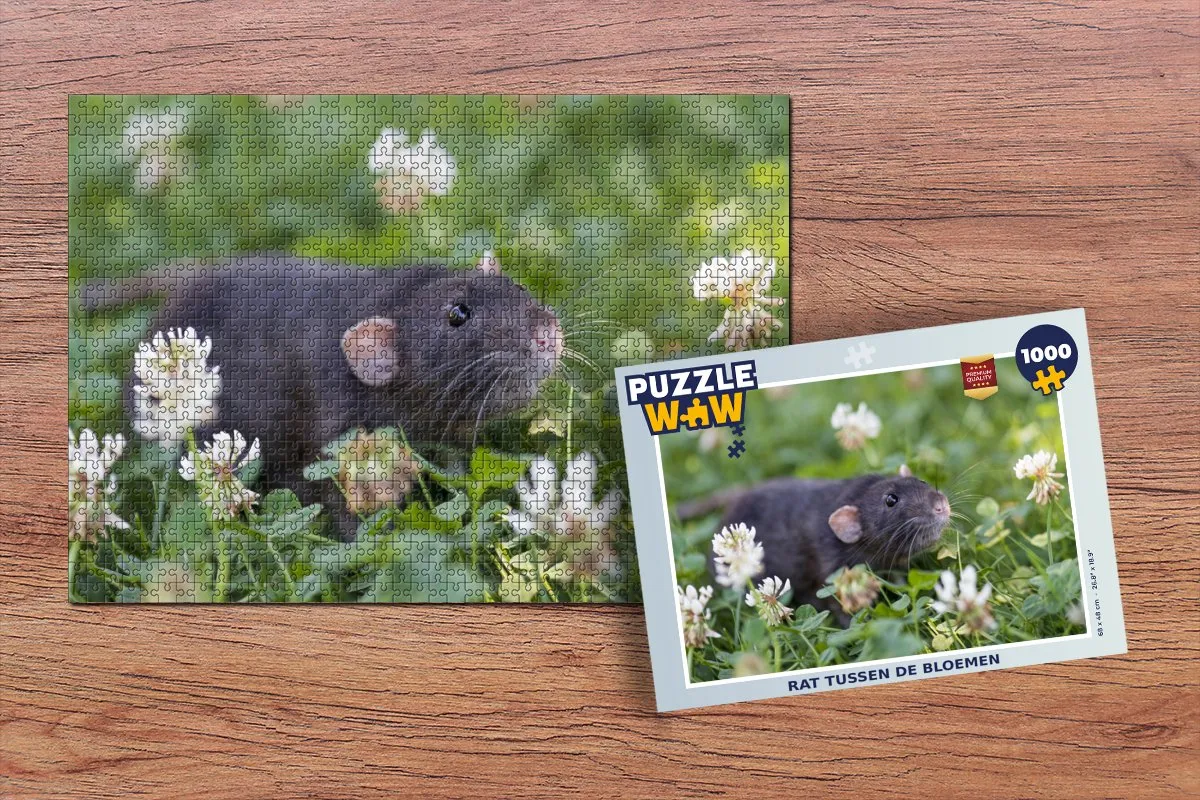 PuzzleWow Rat tussen de Bloemen Legpuzzel 1000 Stuks - Multicolor