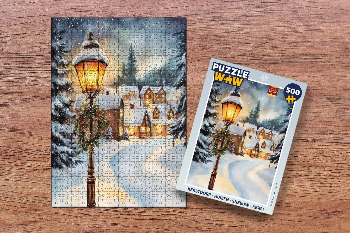 PuzzleWow Kerstdorp Legpuzzel 500 Stuks - Kerstdorp