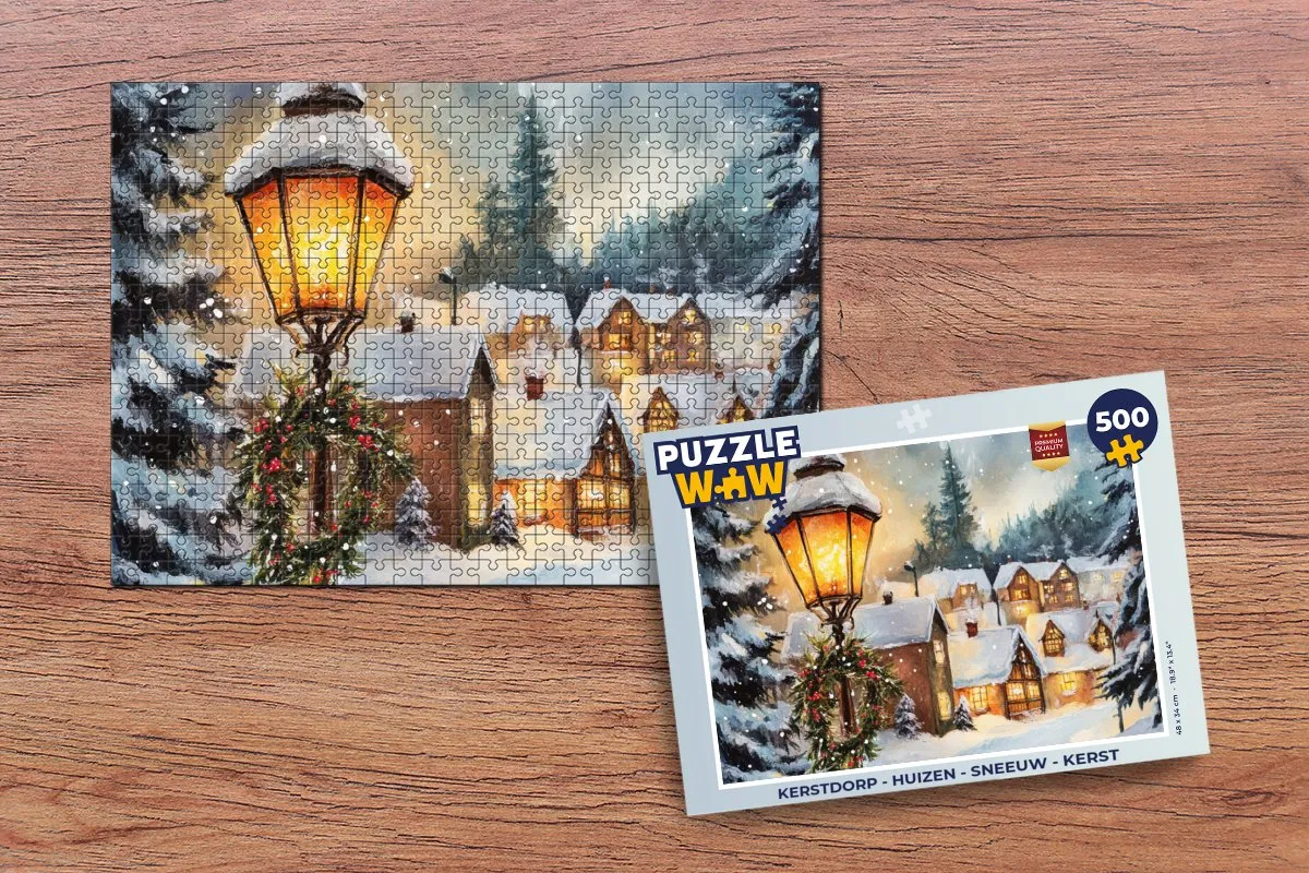 PuzzleWow Kerstdorp Legpuzzel 500 Stuks - Kerstdorp