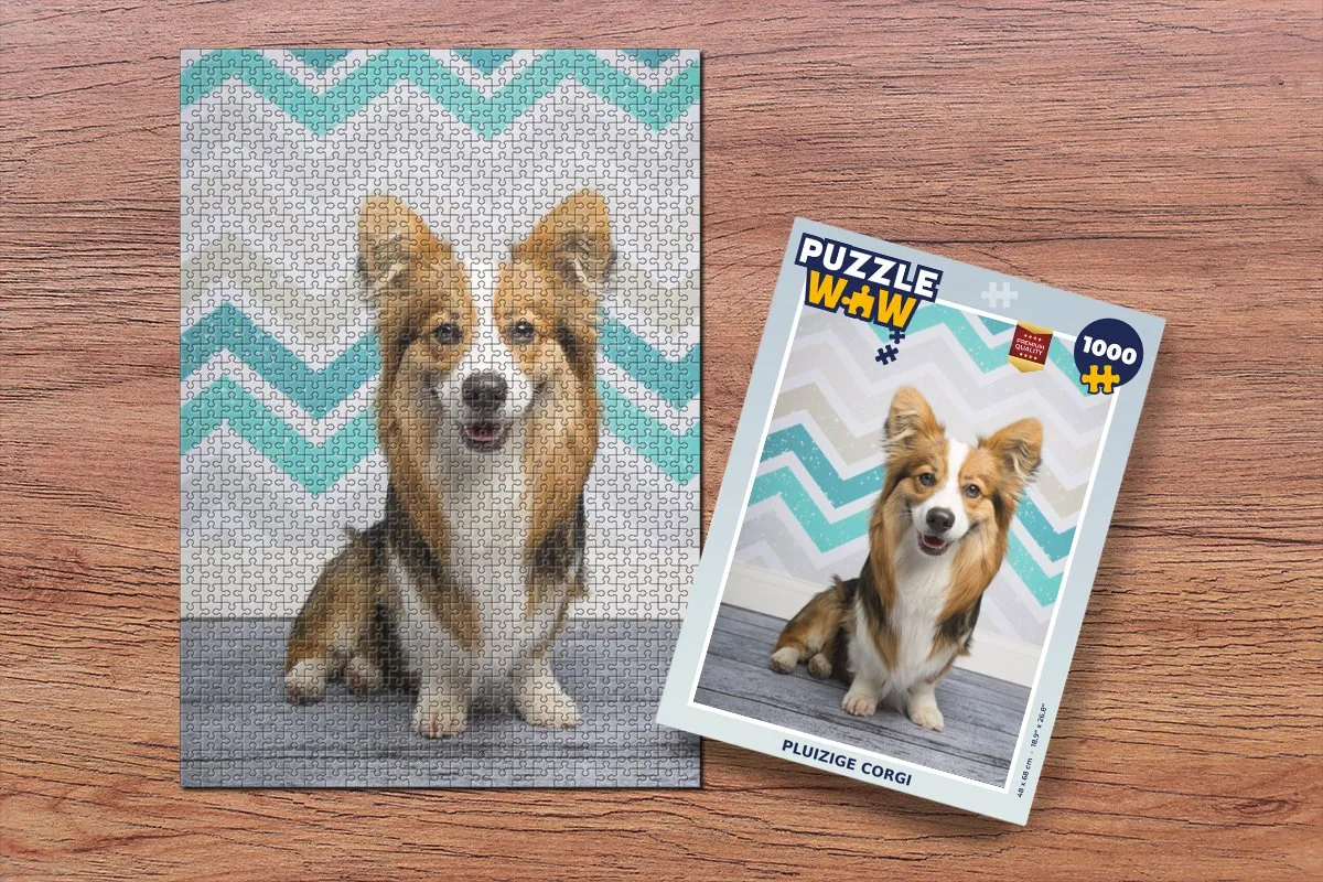 PuzzleWow Legpuzzel Pluizige Corgi 1000 Stuks - Multicolor