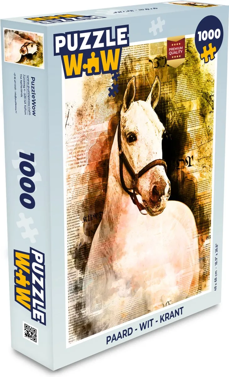 PuzzleWow Paard Krant Legpuzzel 1000 Stuks - Multicolor