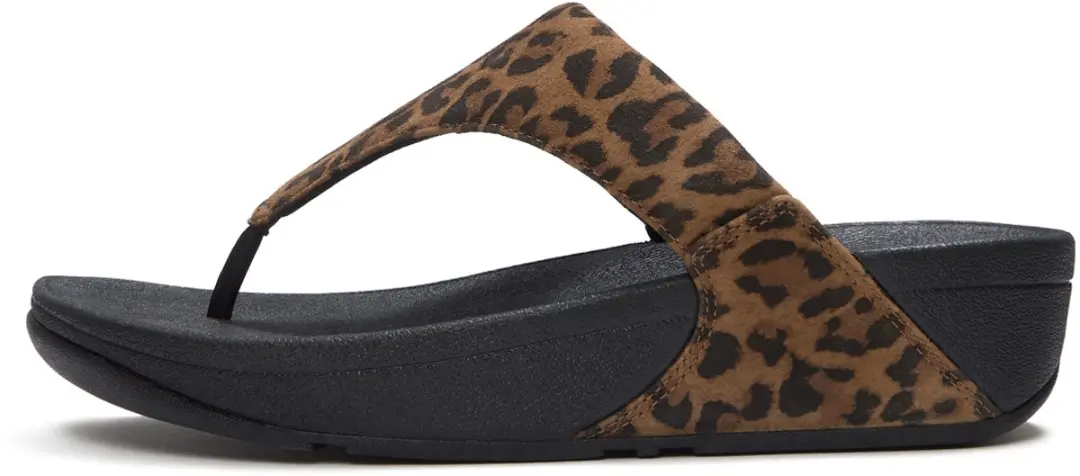 FitFlop Lulu Suede Leopard Toe-Post Sandals