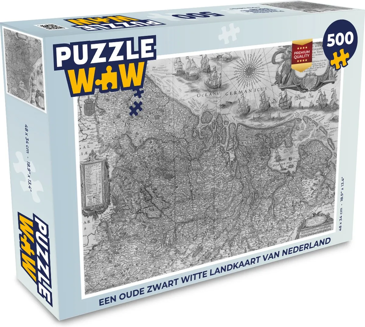 PuzzleWow Landkaart Nederland Puzzel 500 Stuks