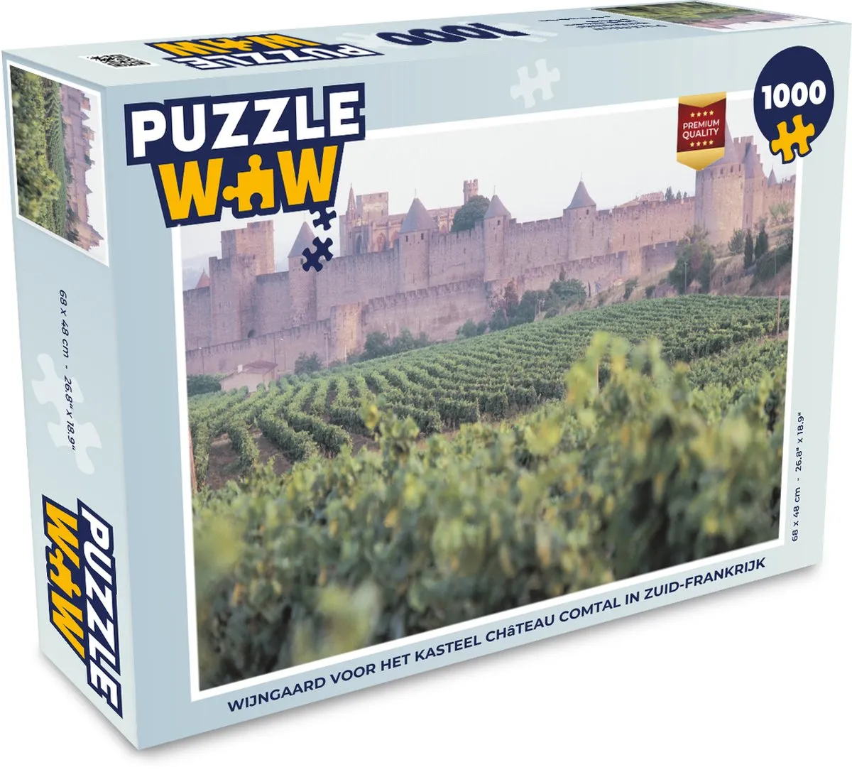 PuzzleWow Carcassonne Wijn & Kasteel Legpuzzel 1000 Stuks - Multicolor