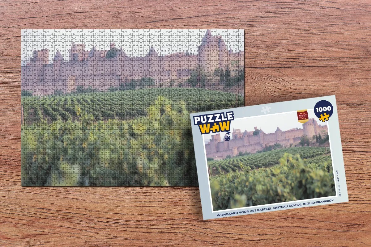 PuzzleWow Carcassonne Wijn & Kasteel Legpuzzel 1000 Stuks - Multicolor