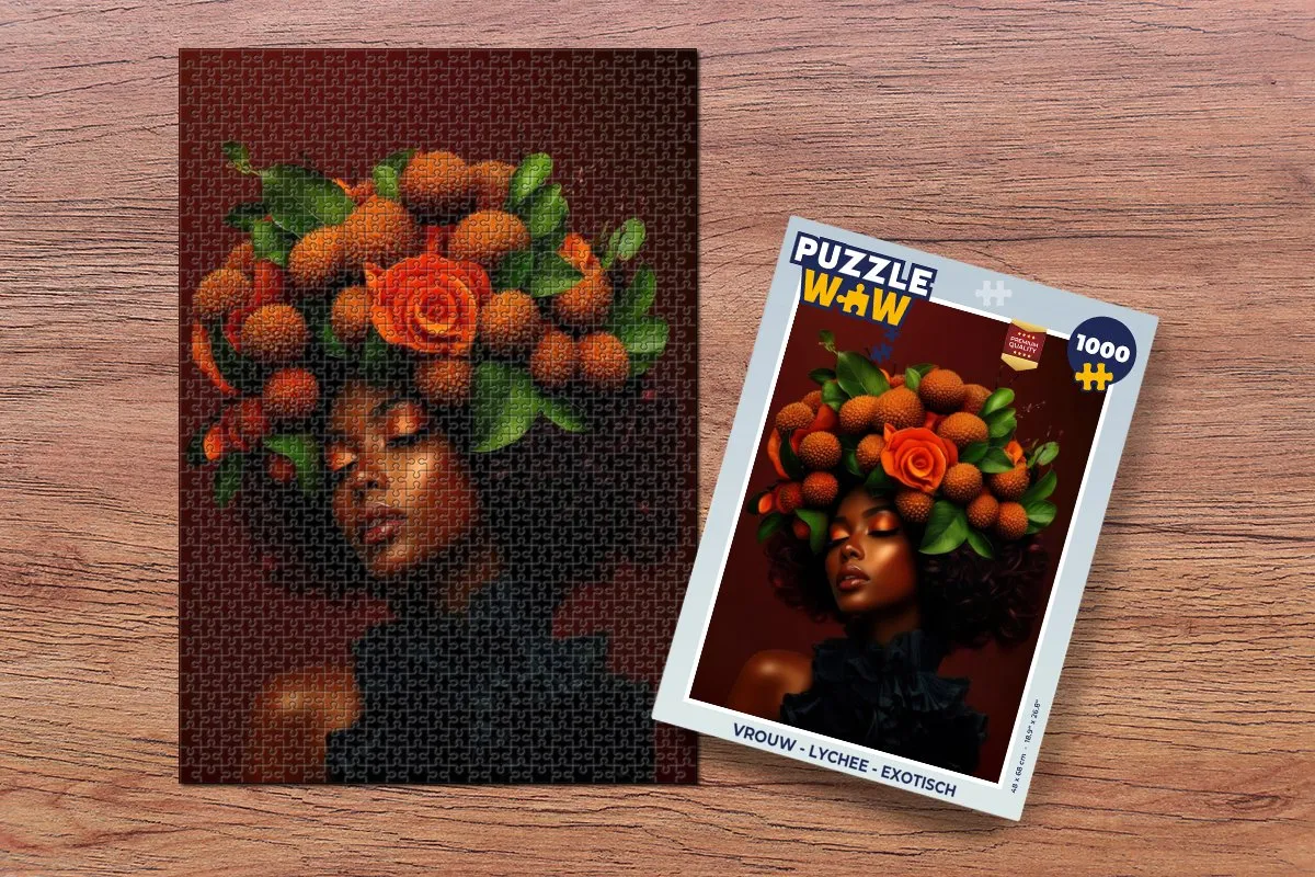 PuzzleWow Legpuzzel Vrouw - Lychee 1000 Stuks - 8721169381558