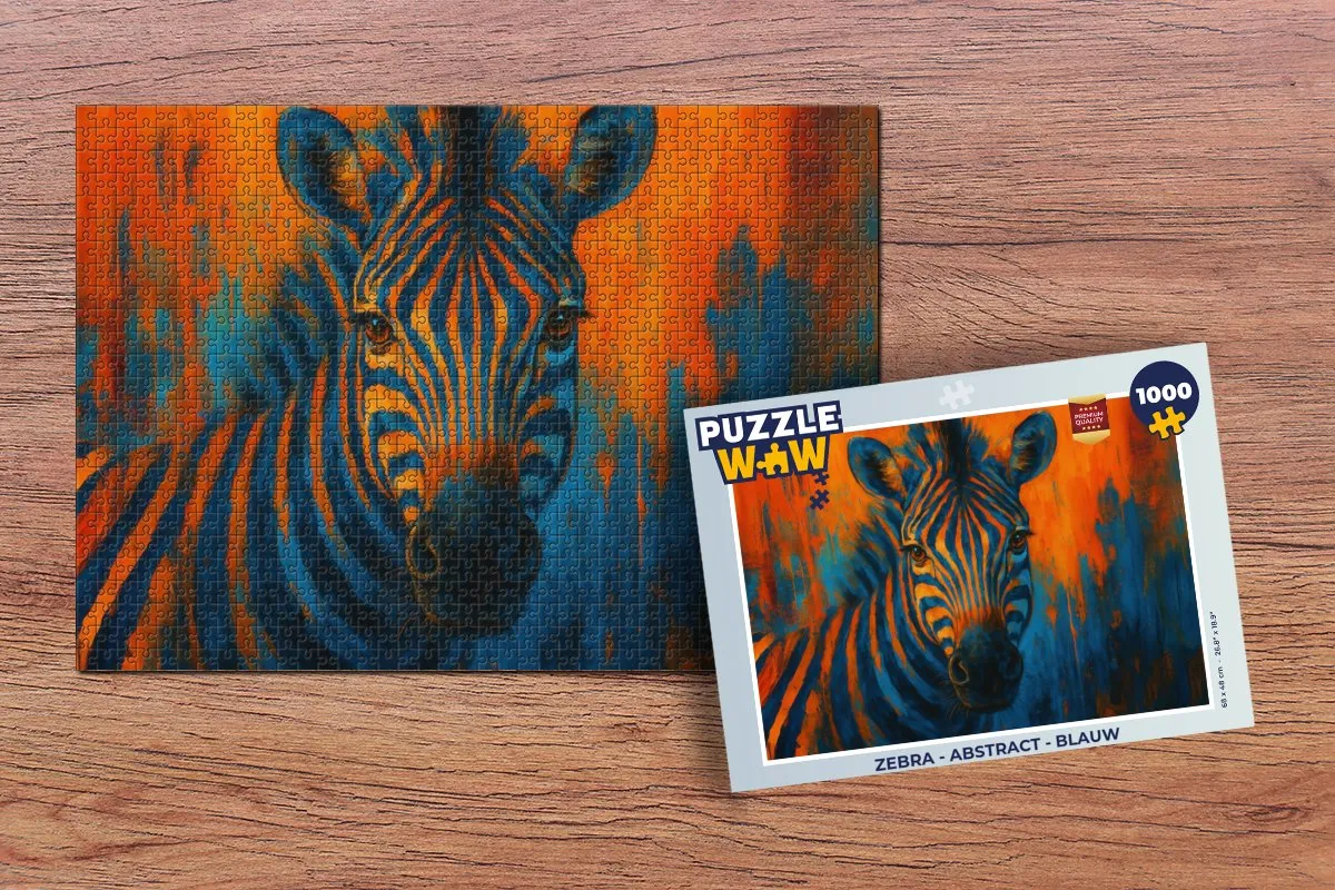 PuzzleWow Zebra Legpuzzel 1000 Stuks - Blauw