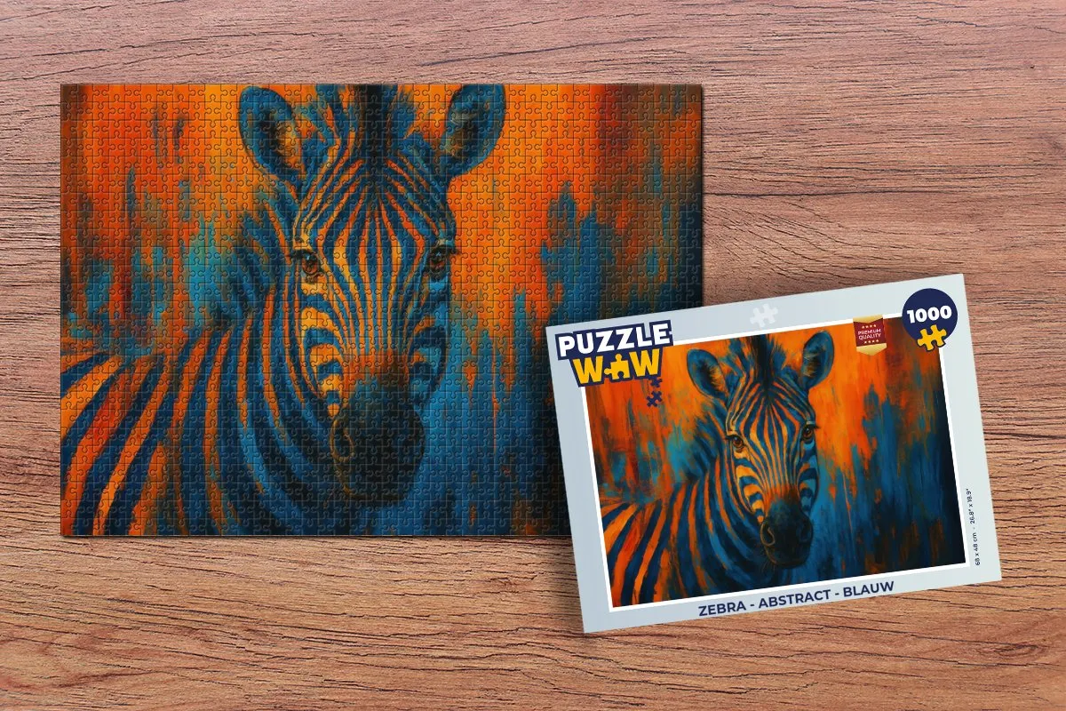 PuzzleWow Zebra Legpuzzel 1000 Stuks - Blauw