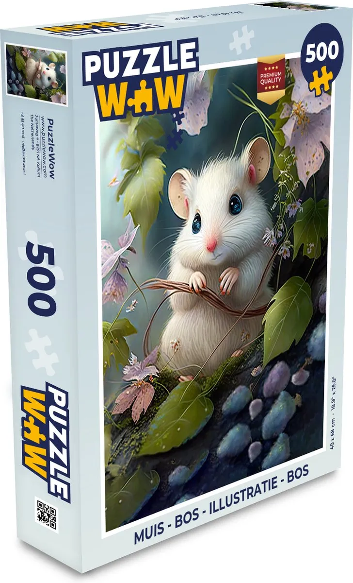 PuzzleWow Puzzel Muis Bos Bloemen 500 Stuks - Multicolor