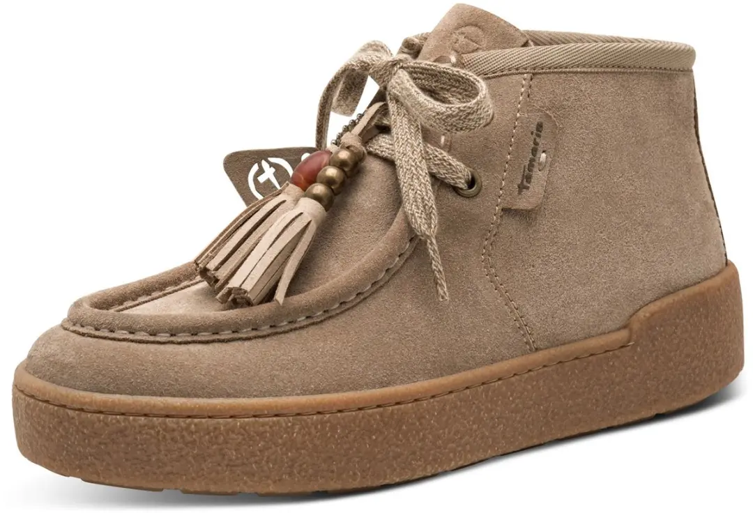 Tamaris Dames Leren Hoge Sneaker 1-25406-47 - 39 - Taupe