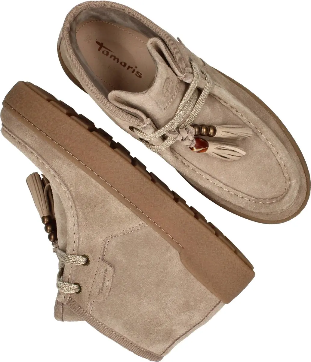 Tamaris Dames Leren Hoge Sneaker 1-25406-47 - 39 - Taupe - afbeelding 6 van 6