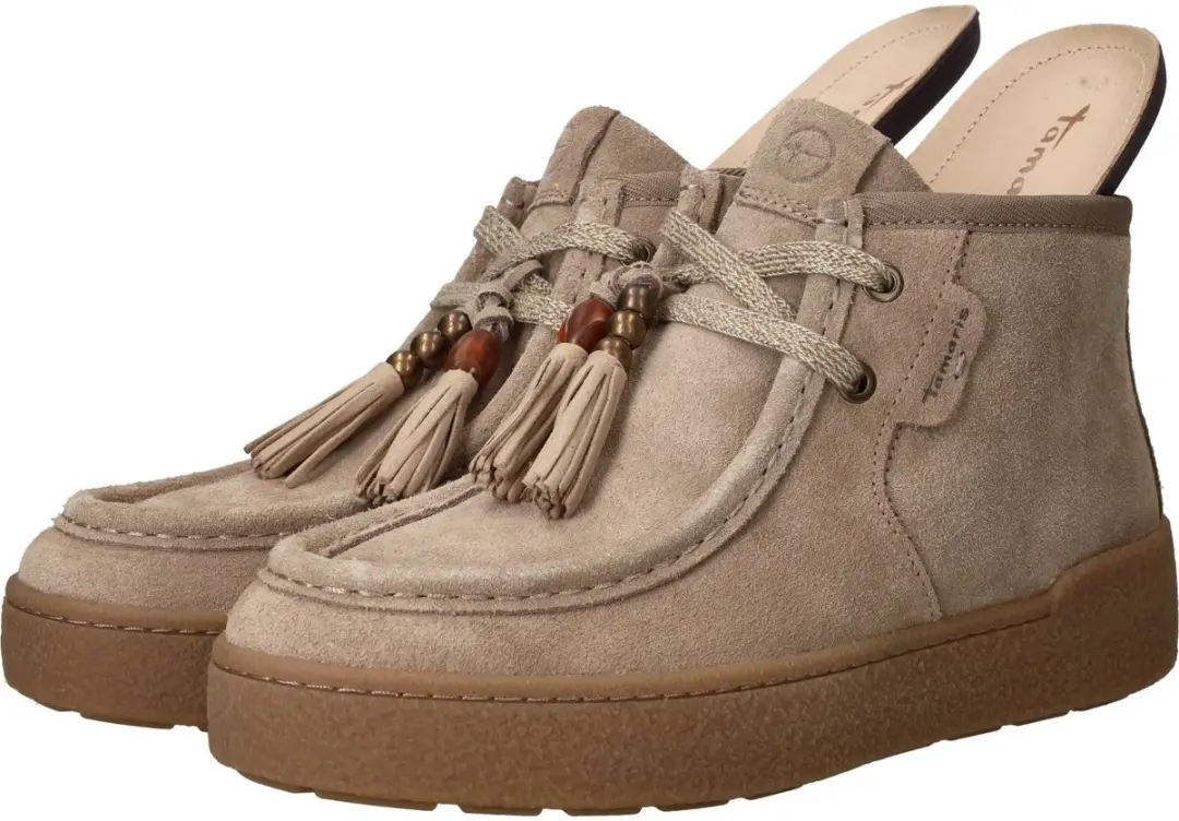 Tamaris Dames Leren Hoge Sneaker 1-25406-47 - 39 - Taupe