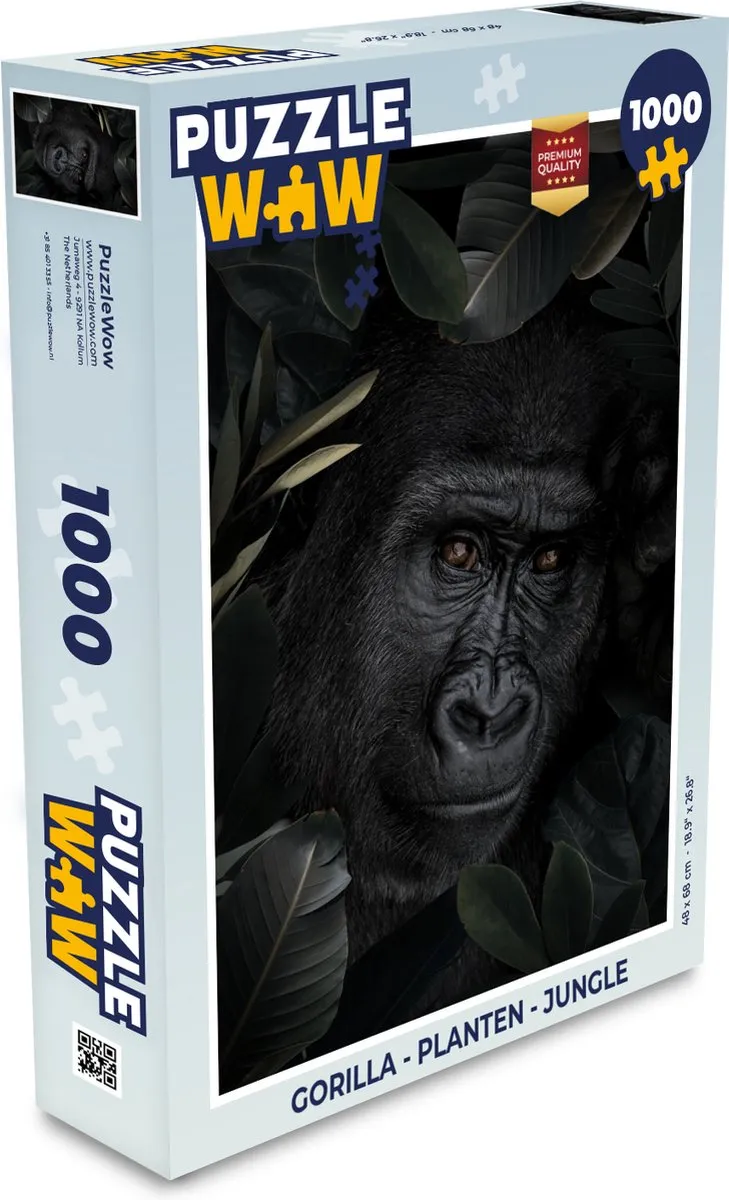 PuzzleWow Gorilla Jungle Legpuzzel 1000 Stuks - Multicolor