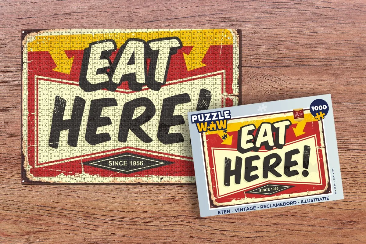 PuzzleWow Vintage Reclamebord Legpuzzel 1000 Stuks - Multicolor