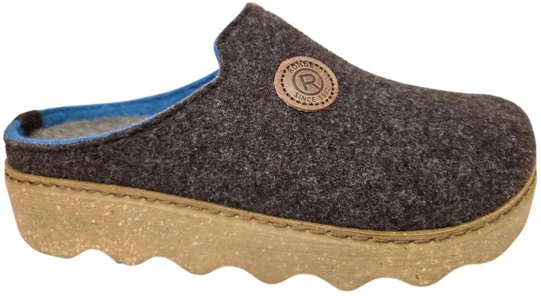 Rohde 6122 72 Pantoffels Open Sloffen Bruin/Blauw Vilt Dames