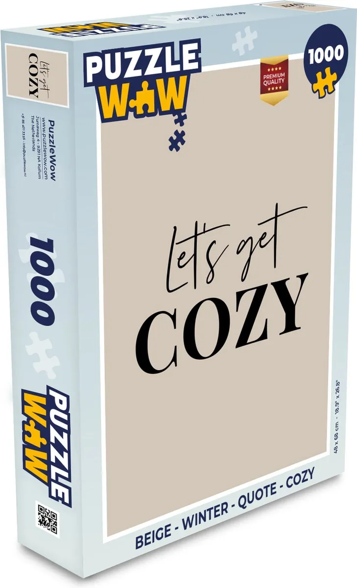 PuzzleWow Legpuzzel 1000 Stuks - Cozy Quote - Bruin