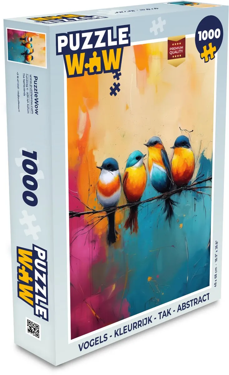 PuzzleWow Vogels Kleurrijk Tak Legpuzzel 1000 Stuks